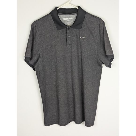 Nike Sports Tee Sz M  Black/Greys fit dry mens polo Chest42"Length27"collared SS - Picture 1 of 8
